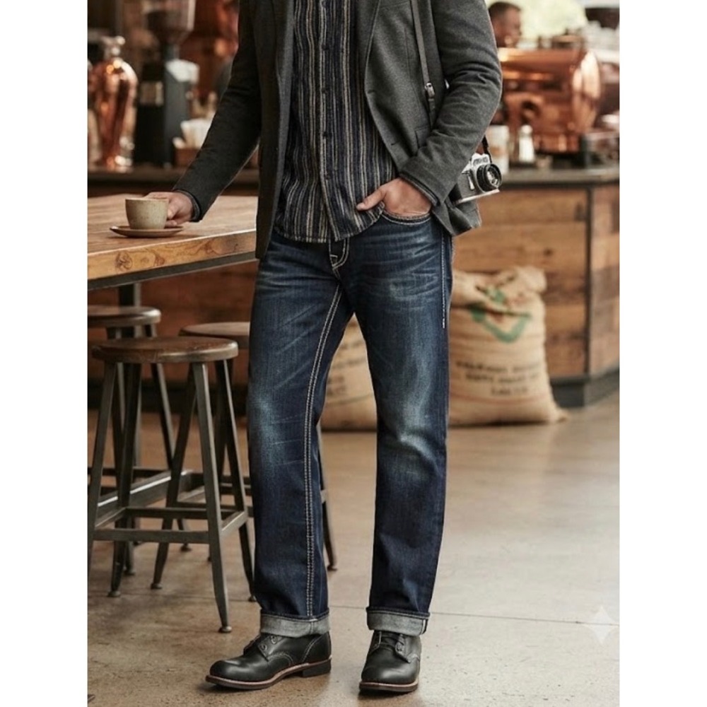 Buffalo David‎ Bitton Deakon Mens Dark Wash Straight Leg Jeans W40 L32